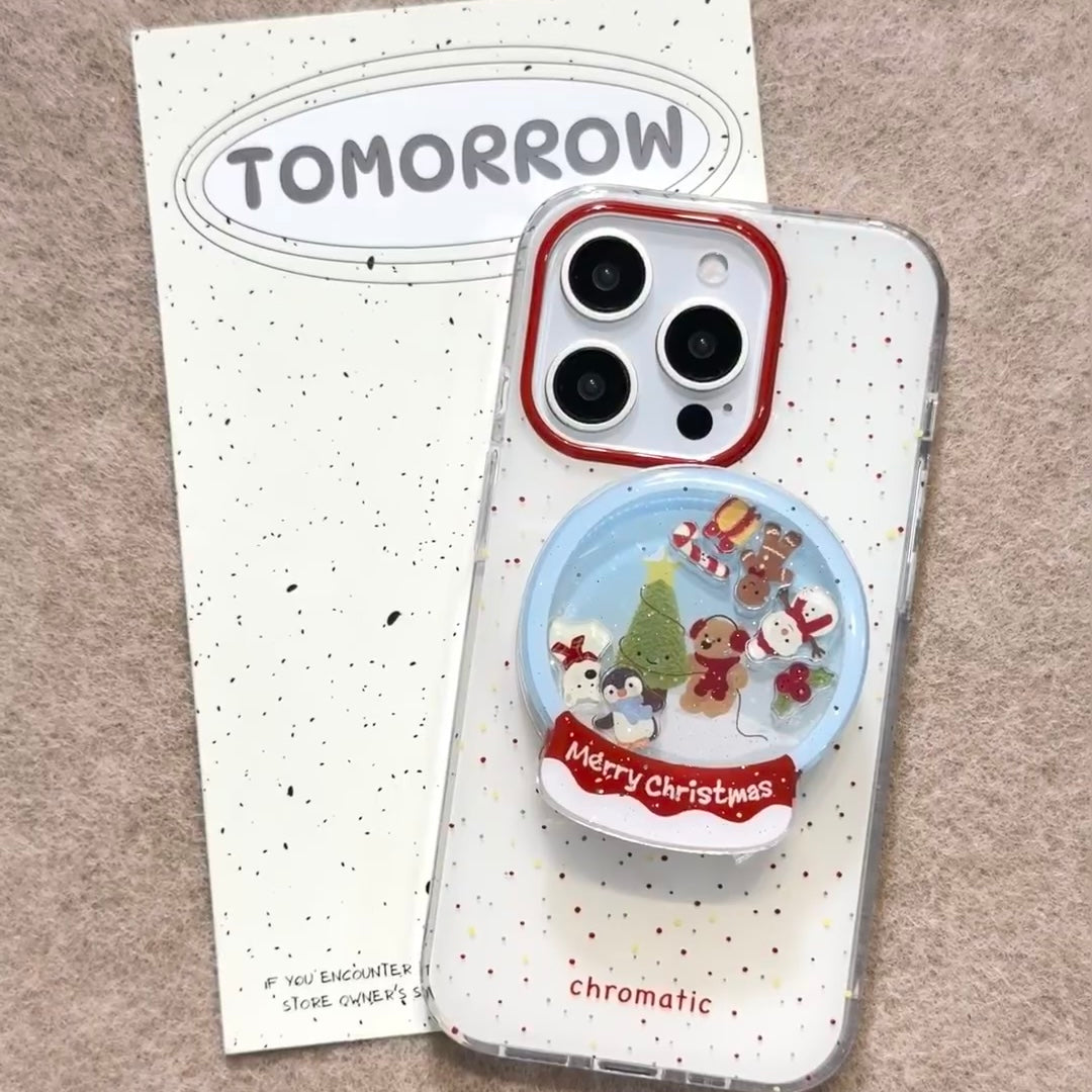 Christmas Curious Animal Party Case for iPhone 11-16 Cute Lucky Magnetic Stand Phone Case - Funoky