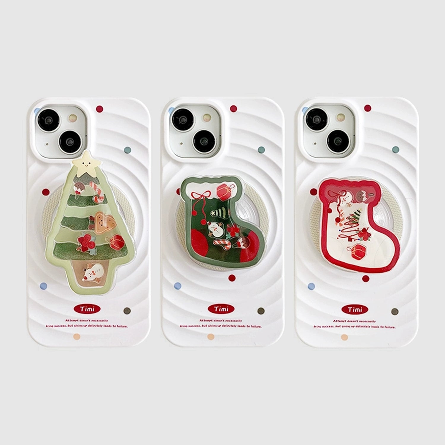 Christmas Polka Dot Wave Design MagSafe Case + Shaking Holiday Element Airbag Phone Kickstand - Funoky